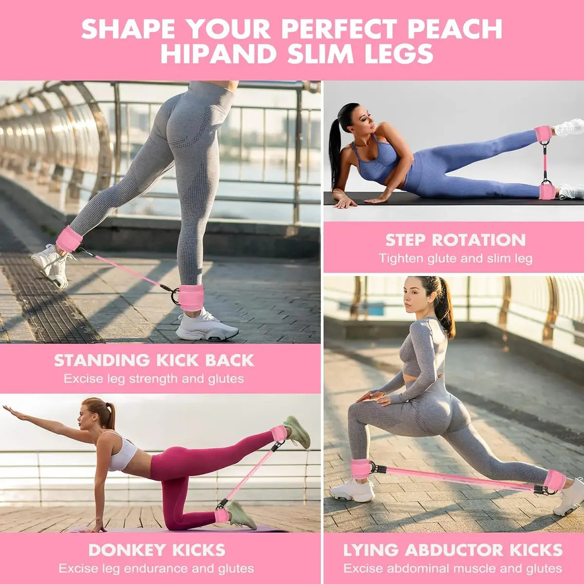 Adjustable Ankle Strap Resistance Band for Home Fitness - Elastic Training Band for Legs and Glutes